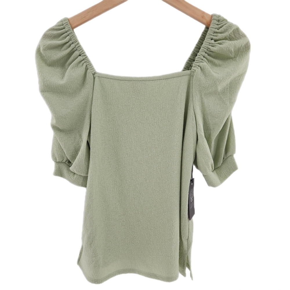 Vince Camuto Fresh Aloe Puffy Sleeve off Shoulder Top Womens Size XSmall